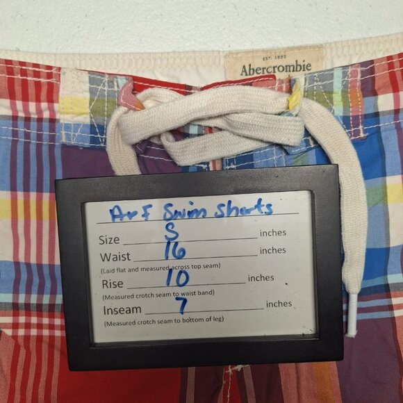 Abercrombie & Fitch Swim Shorts Colorful Plaid Board Bottom Mens Small Tie Waist - Picture 4 of 9